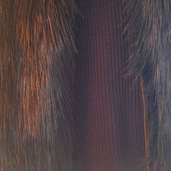 Michael Kors Faux Fur Zip Up Sweater Vest Black size XL Shaggy Vegan Furry - Picture 15 of 16